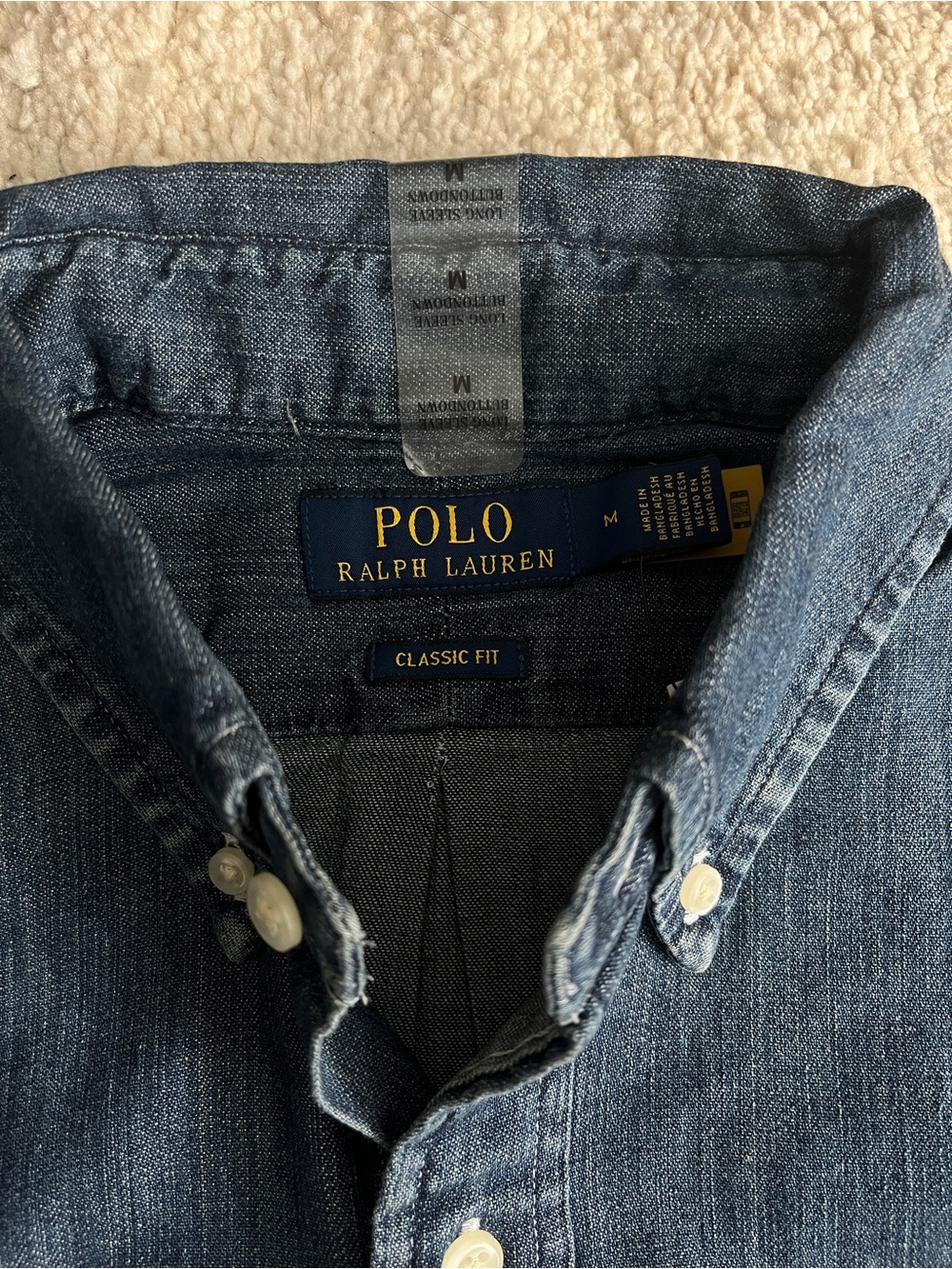 Authentic Polo by Ralph Lauren Men’s Indigo Denim Button-Down Shirt - Picture 3 of 6